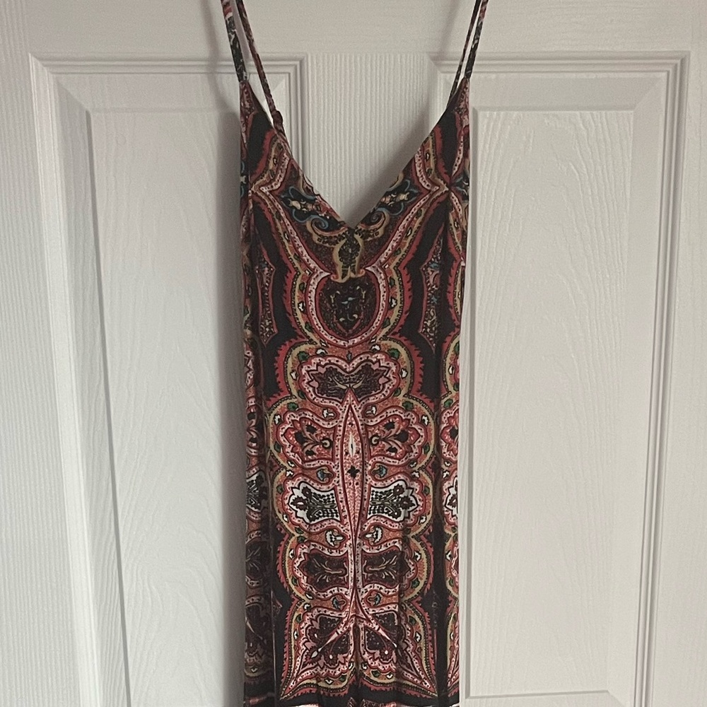 Alice + Olivia Black/Orange/Brown Paisley Maxi Dress